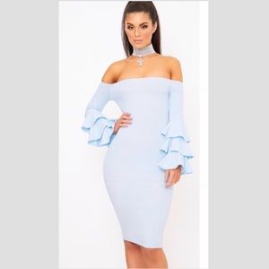 SOLD ‼️ Baby Blue Ruffle Sleeve Dress